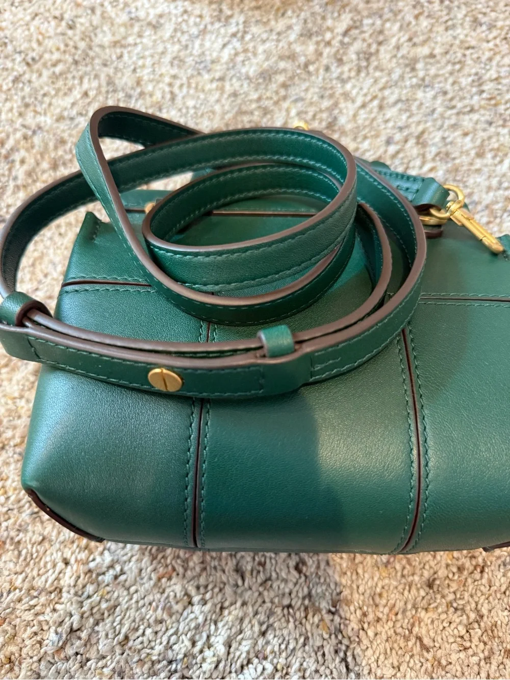 Tory Burch Emerald Green Leather Mini Top-Handle Bag